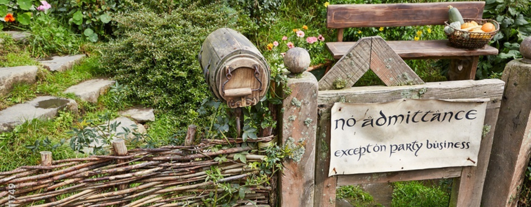 No admittance except on party business. Lord of the Rings Hobbiton.