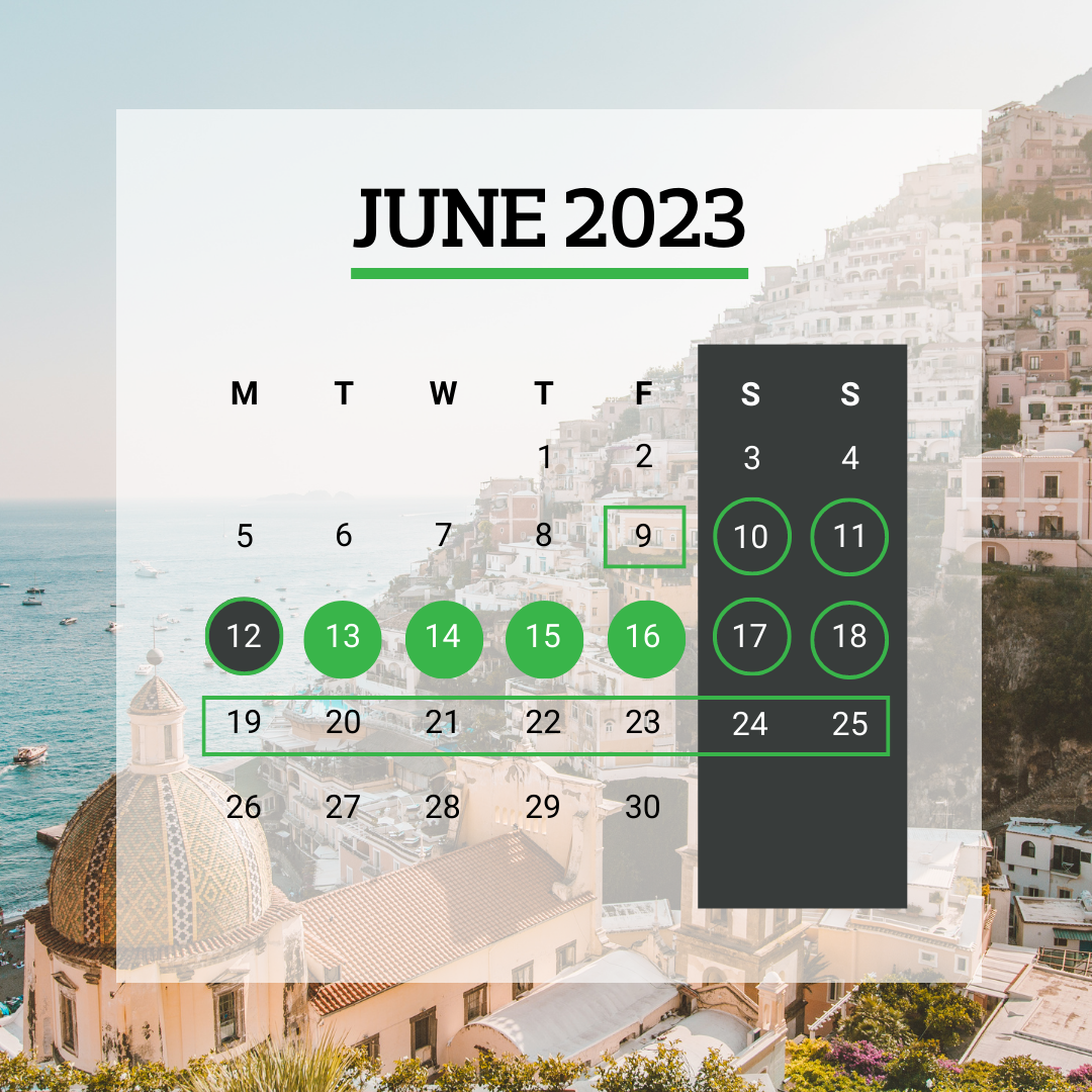 June Annual Leave Hacks Calendar 2023