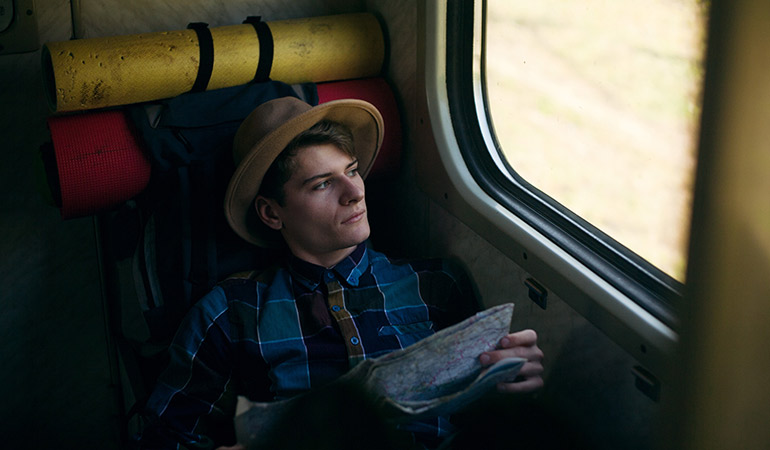 Traveller on train