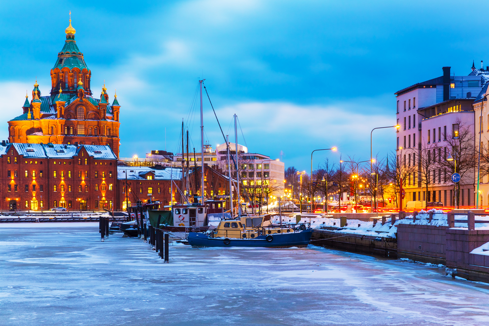 Frozen river in Helsinki 