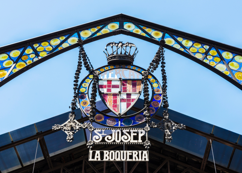 Famous La Boqueria in Barcelona, Spain.