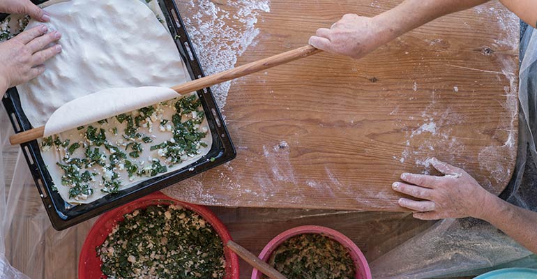 Gozleme being made