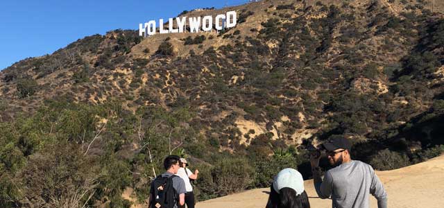 Group walk to Hollywood sign