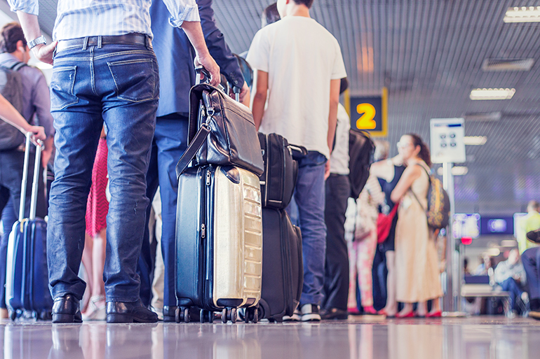 Long queue at airport