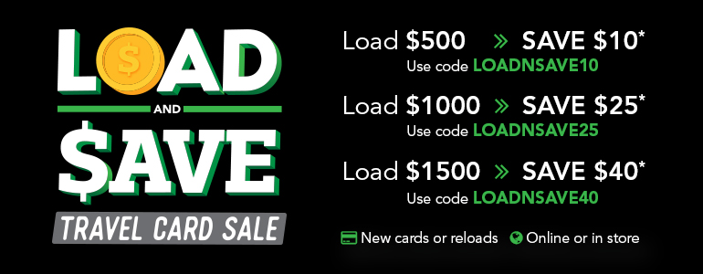 Load and save travel card sale