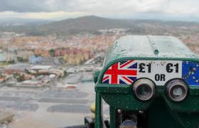 Telescope with UK and EU flag