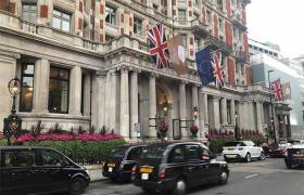 British flags on street